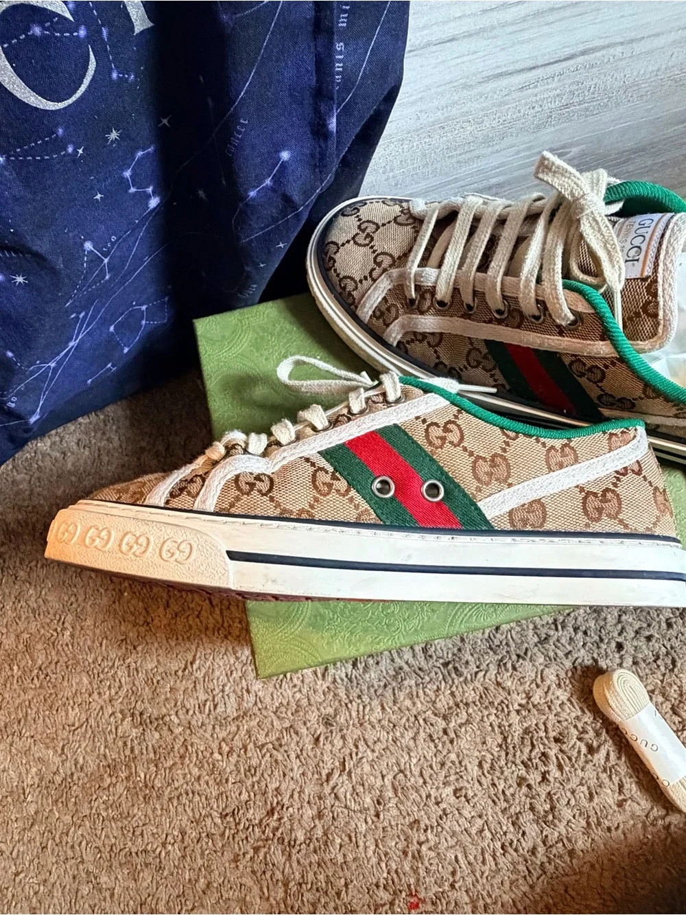 Authentic Gucci Tennis 1977 GG Canvas Sneakers – Size EU 37 Women